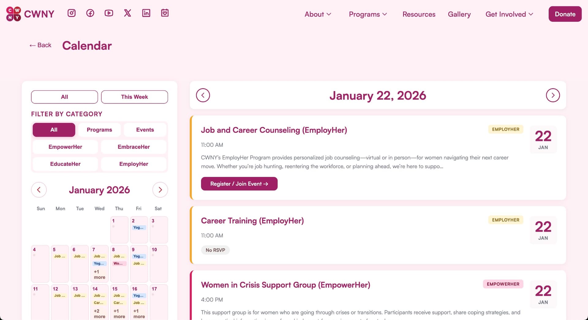 Calendar page