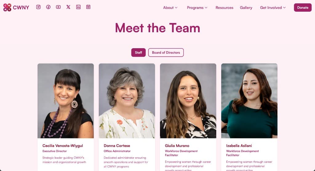 Team page